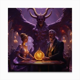 Man And Woman At A Table Canvas Print