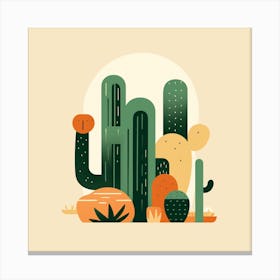 Rizwanakhan Simple Abstract Cactus Non Uniform Shapes Petrol 1 Canvas Print