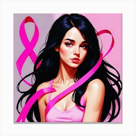 Women Breast Cancer Awareness background in Pink Ribbon international symbol for month October clipart and poster clipart and wall art 20 Canvas Print