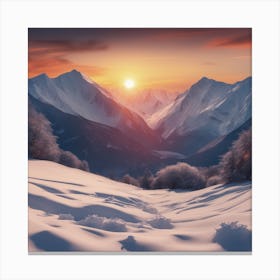 Sunset In The Snow Mountains Canvas Print