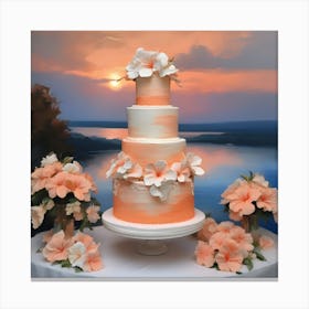 Sunset Wedding Cake Canvas Print