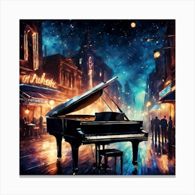 Grand Piano At Night Canvas Print