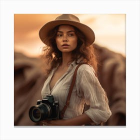 Portrait Of A Woman With A Camera 1 Canvas Print