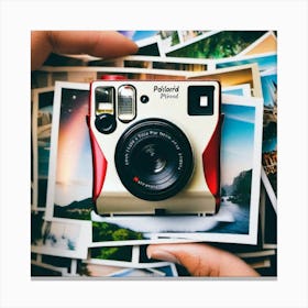 Polaroid Camera and photos of nature Canvas Print