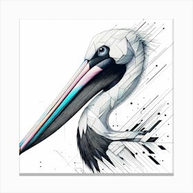 Pelican Head - Abstract Line Art Illustration 178 Canvas Print