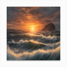 Sunset Over The Ocean Canvas Print