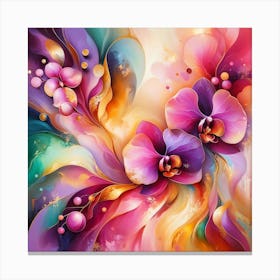 Vibrant Bloom, Abstract Orchids Canvas Print