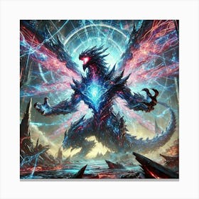 A Dramatic Sci Fi Scene Depicting Riftbreaker Kaiju Canvas Print