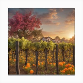 Pumpkins In The Vineyard Canvas Print