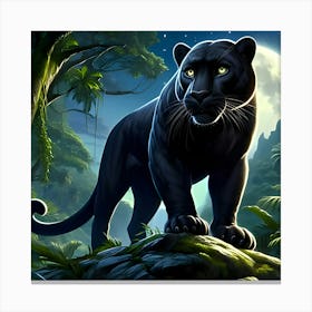 Black Panther In The Jungle 9 Canvas Print