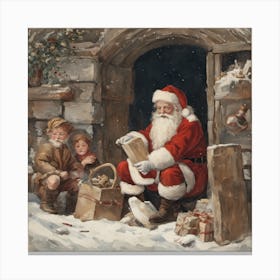 Santa Claus With Children Canvas Print