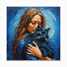 Girl With A Cat 2 Canvas Print