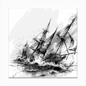 Sailing Ship In Rough Seas Canvas Print