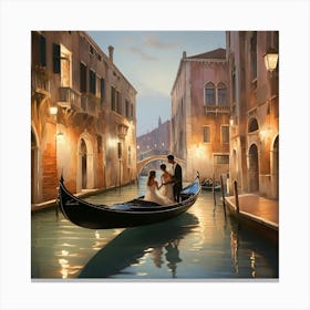 Gondola In Venice paintings art print Canvas Print