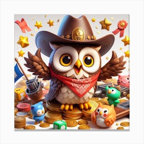 Owl In A Cowboy Hat Canvas Print