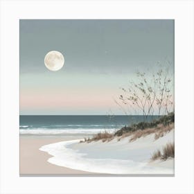 Full Moon At The Beach 4 Canvas Print