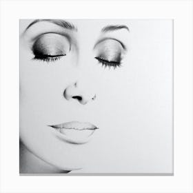 Cher Pencil Portrait Drawing Minimal Black and White Canvas Print