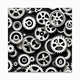 Gears On A Black Background 24 Canvas Print