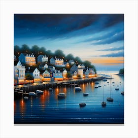 Harbor At Night Canvas Print