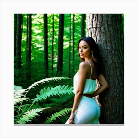 Beautiful Woman In The Forest Photo Canvas Print