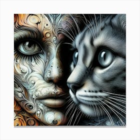 Cat And Woman 2 Canvas Print