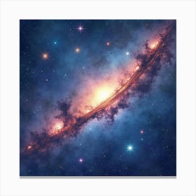 Galactic Watercolor Scene With Radiant Star Clusters 1 Canvas Print