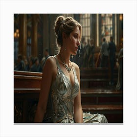 Woman In A Silver Dress Canvas Print