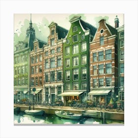 Watercolor Of Amsterdam Canvas Print