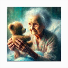 Old Lady With Teddy Bear Canvas Print