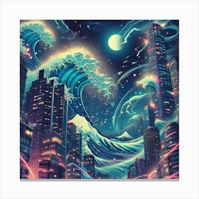 Cityscape Tsunami Canvas Print