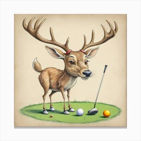 Deer On Golf Course 3 Canvas Print