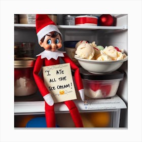 I ate all thee ice cream (elf on thee shelf Canvas Print