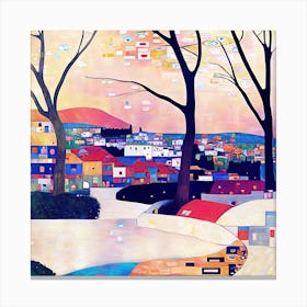 Quaint Village in Winter Canvas Print