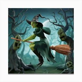 A 3d Render Of A Wicked Witch Flying On Oqbw6v 1qnmxhvt8gppfkw Lxav1wbirn242fiwp0nnmq Canvas Print