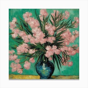 Pink Flowers In Vase Oleanders Vincent Van Gogh 6 Canvas Print