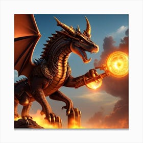 Dragon In Flames Canvas Print