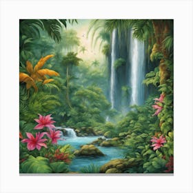 Waterfall In The Jungle Canvas Print