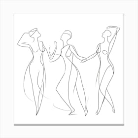 Three Dancers Line Art 1 Canvas Print