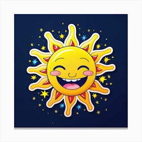 Lovely smiling sun on a blue gradient background 40 Canvas Print