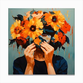 Sunflowers Woman Canvas Print