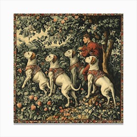 Ancient Tapestry With Dogs Canvas Print