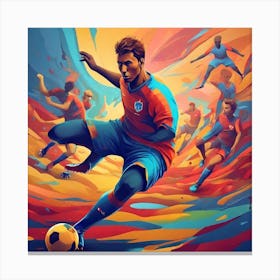 Soccer Player Kicking Soccer Ball Canvas Print