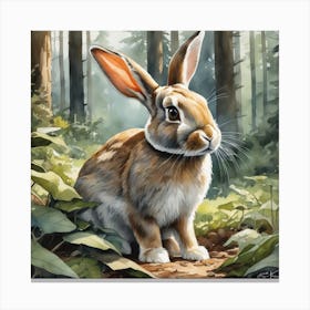 Rabbit In The Woods 66 Canvas Print