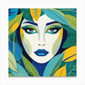 Portrait Of A Woman In The Jungle Canvas Print