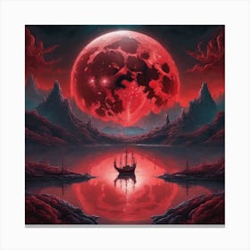 612228 Blood Moon Anchoring A Subtle Landscape In A Symme Xl 1024 V1 0 Canvas Print