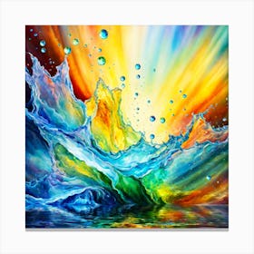 Vibrant Painting Capturing The Harmony Of Water Light And Colors Canvas Print