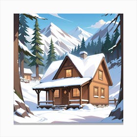 Winter Cabin In The Mountains 1 Canvas Print