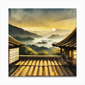 Firefly Rustic Rooftop Japanese Vintage Village Landscape 71197 Canvas Print