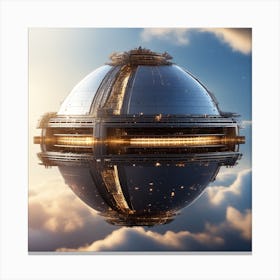 Imagine Earth Into Metallic Ball Space Station Floating In Space Universe Kardashev Scale Canvas Print