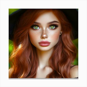Beautiful Girl In A Hat 1 Canvas Print